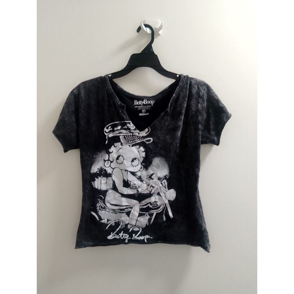 "Betty Boop On Motorcycle, Short Sleeved Ladies Top